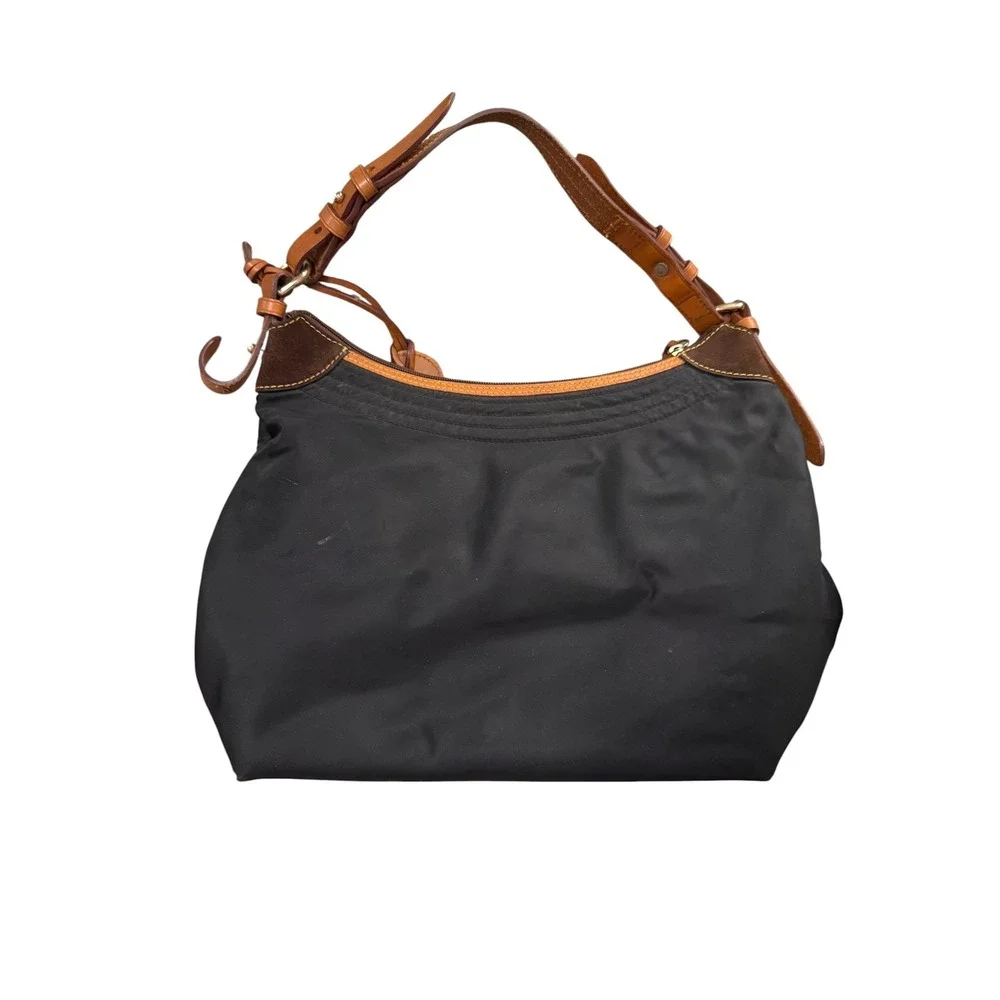 Dooney & Bourke Erica Hobo Bag Womens Black Nylon Leather Trim